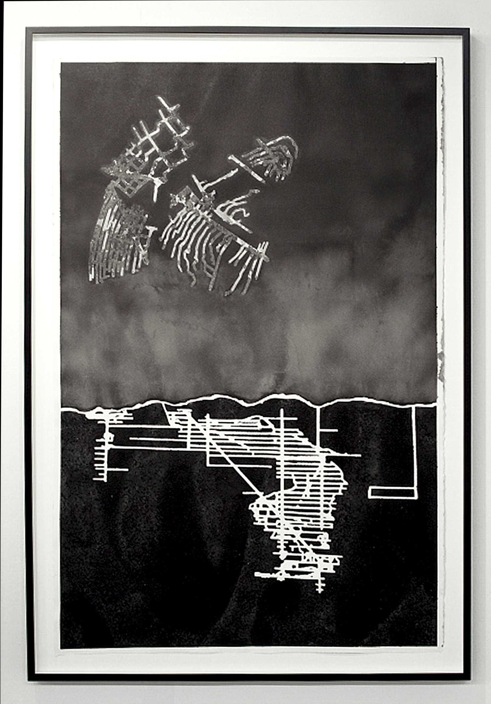 Benoît Billotte, Les Indes noires, 2015, dessins à l’encre de Chine, charbon et spray sur papier arche 100 x 65 cm 
